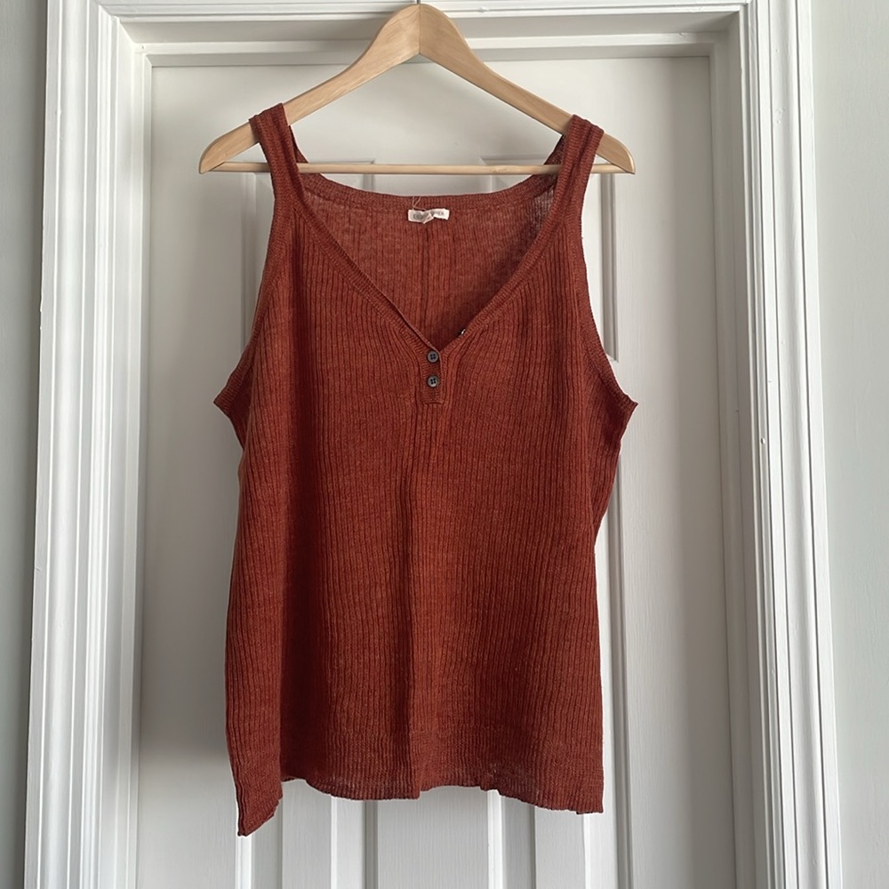 Eileen Fisher Rust Linen Tank Top size XL.